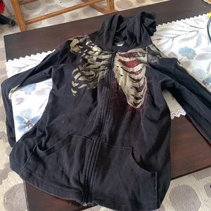Rock steady zip up skeleton hoodie